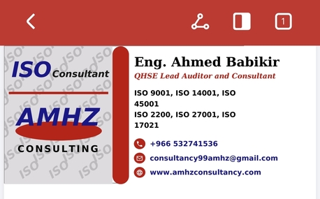 Riyadh, Training, *AMHZ Consultancy | Your Compliance Partner In KSA*  ISO Certification: 9001, 14001, 45001