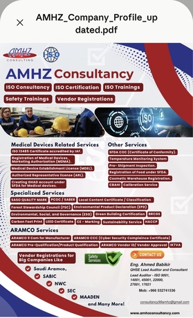Riyadh, Training, *AMHZ Consultancy | Your Compliance Partner In KSA*  ISO Certification: 9001, 14001, 45001