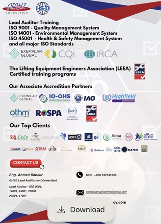 Riyadh, Training, *AMHZ Consultancy | Your Compliance Partner In KSA*  ISO Certification: 9001, 14001, 45001