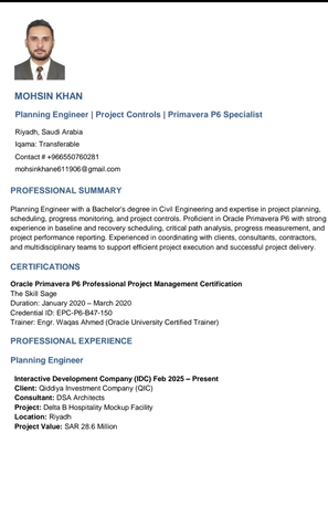 Riyadh, Job Seekers, Im Planning Engineer With 6 Years Experience