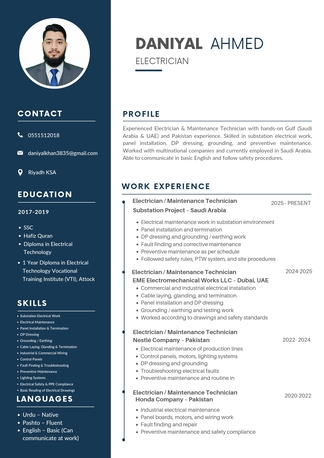 Riyadh, Job Seekers, Experienced Electrician Looking For Job In Riyadh