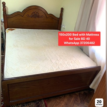 Manama, Furniture, BHD 40,  ✅️ 150x200 Bed With Mattress For Sale In Good Condition With Delivery