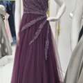 SAR 900,  Elegant Dark Purple Dress With Shawl And Silver Heels For Weddings & Celebrations