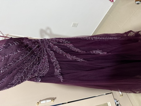 Jeddah, Clothing & Accessories, SAR 900,  Elegant Dark Purple Dress With Shawl And Silver Heels For Weddings & Celebrations
