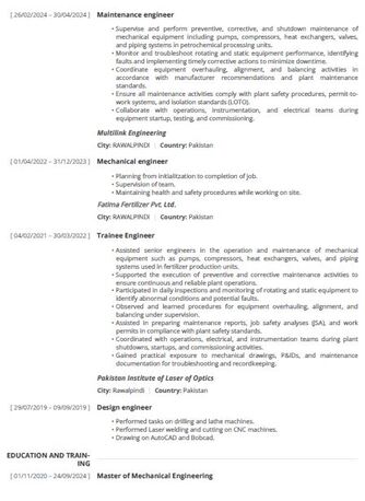 Al Jubail Al Balad, Job Seekers, Mechanical Engineer