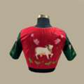 INR 2599, Hand Painted Lotus & Sacred Cow Blouse | Artisan-Crafted Designer Blouse For Sarees