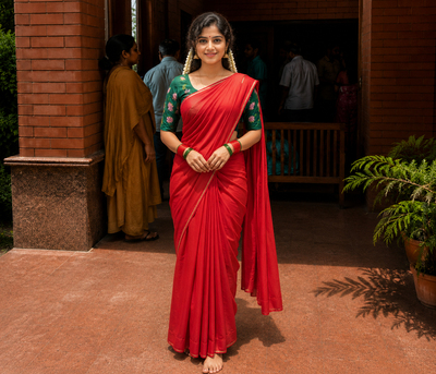 Mumbai, Clothing & Accessories, INR 2599,  Hand Painted Lotus & Sacred Cow Blouse | Artisan-Crafted Designer Blouse For Sarees