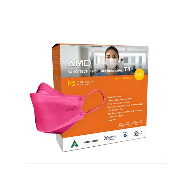 Melbourne, Health & Beauty Items, AUD 77,  AMD P2 N95 Certified Medical Respirator Masks &ndash; Pink (50 Pack)