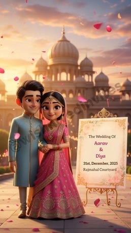 Jaipur, Graphic Design, Caricature Video Invitation & Luxury Digital Wedding Invitations For Indian Weddings