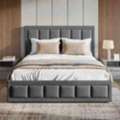 GBP 189,  Grey Double Linen End-Lift Ottoman Bed With Hidden Base Storage