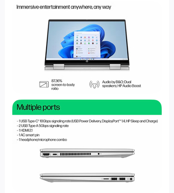 Riyadh, Computers, SAR 2800,  Pavilion X360 Touch Laptop With 14-inch Full HD (1920x1080) Display, Core I7-1355U