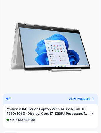 Riyadh, Computers, SAR 2800,  Pavilion X360 Touch Laptop With 14-inch Full HD (1920x1080) Display, Core I7-1355U