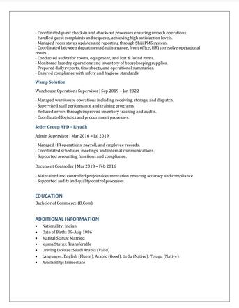 Riyadh, Job Seekers, Looking For A Job | 13+ Years Of Professional Experience