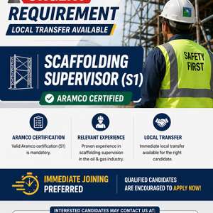 Urgent Requirement Scaffolding Supervisor S1 – Local Transfer