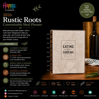 New York, Books, USD 11,  Plan Every Meal With The 2026 Rustic Roots Meal Planner