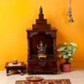 INR 25309,  Buy Wooden Pooja Mandir Online For Home | Premium Teak Wood Temple Design