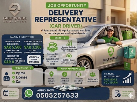 Dammam, Jobs, Delivery Drivers Required RIyadh & Dammam | Earn Up To SAR 5,500+ Monthly (Own Car)
