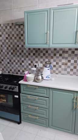 Jeddah, Household Items, SAR 3500,  Modular Kitchen Cabinet For Sale &ndash; Sage Green With Gold Handles &ndash; Good Condition