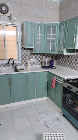 Jeddah, Household Items, SAR 3500,  Modular Kitchen Cabinet For Sale &ndash; Sage Green With Gold Handles &ndash; Good Condition