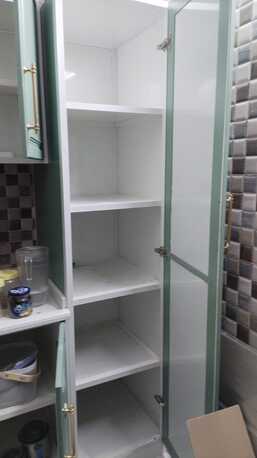 Jeddah, Household Items, SAR 3500,  Modular Kitchen Cabinet For Sale &ndash; Sage Green With Gold Handles &ndash; Good Condition