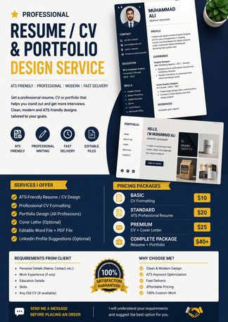 Riyadh, Writing, Professional ATS Resume / CV & Portfolio Design Service &ndash; Fast Delivery