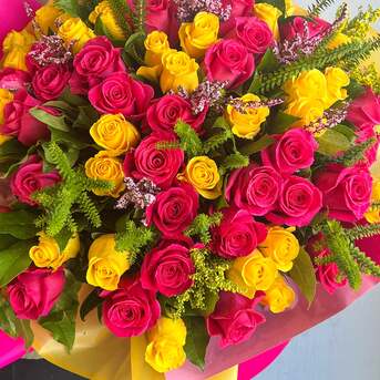 New York, Farm & Garden, USD 100,  Summer Season 2026 &ndash; Pink And Yellow Rose Bouquet In USA | Fresh Flower Delivery