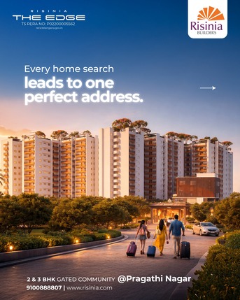 Hyderabad, Real Estate For Sale, INR 7300000,  2Bhk Flats In Pragathi Nagar | The Edge By Risinia