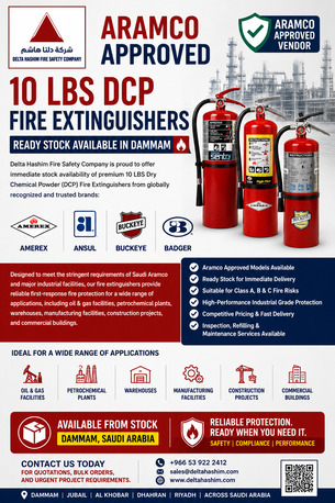 Dammam, Security, Ansul, Amerex, Buckeye, Badger, Aramco Approved Fire Extinguishers 10 LBS DCP