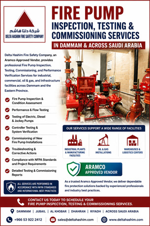 Dammam, Technical, Fire Pump, Inspection, Testing & Commissioning Services In Dammam