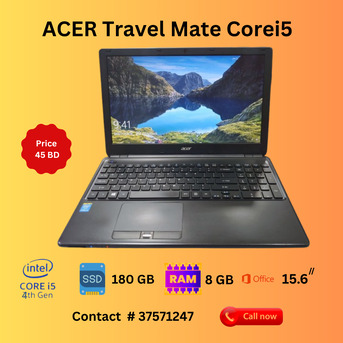 Riffa, Computers, BHD 47,  ACER Corei5 Laptop 8GB RAM 180GB SSD 15.6Inches 3 Months Warranty