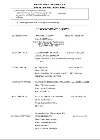 Riyadh, Job Seekers, Looking For Safety/HSE Supervisor Role/Job Aramco Approved.I Have 10 Years Experience