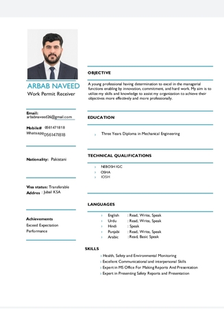 Jubail, Job Seekers, Safety Officer And WPR