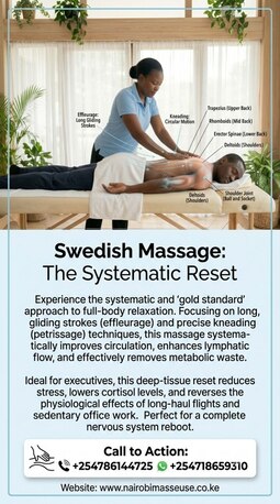 Nairobi, Beautician, Swedish Massage. The Systematic Reset +254718659310