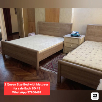 Manama, Furniture, BHD 45,  ✅️ 2 Queen Size Bed With Mattress  For Sale In Good Condition With Delivery