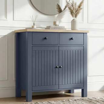 London, Furniture, GBP 99,  Linra Blue Compact Painted 2 Door Sideboard Cabinet