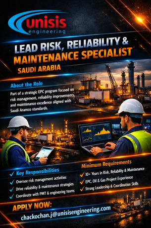 Khobar, Jobs, Lead Risk, Reliability & Maintenance Specialist (Oil & Gas) - Al Khobar, Saudi Arabia