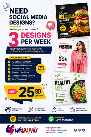 Manama, Graphic Design, Social Media Designs For Only 25 BD/Month