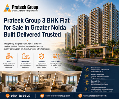 Greater Noida, Real Estate, Prateek Group 3 BHK Flat For Sale In Greater Noida Built Delivered Trusted