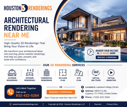 Houston, Real Estate, Architectural Rendering Near Me | Realistic 3D Visualization Services