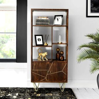 London, Furniture, GBP 429,  Dallas Multi Shelf Dark Mango Bookcase With Doors | Wooden Storage