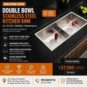 New Delhi, Household Items, INR 37590,  Modern Stainless Steel Kitchen Sink For Everyday Convenience
