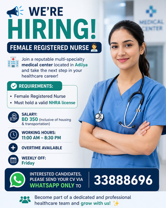 Adliya, Jobs, Nurse With NHRA License