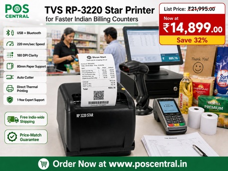 Noida, Computers, INR 14899,  Buy TVS RP-3220 Star Printer With USB Bluetooth At A Fair Deal