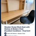 SAR 120,  Wooden Study Desk With Shelves And Modern Chair