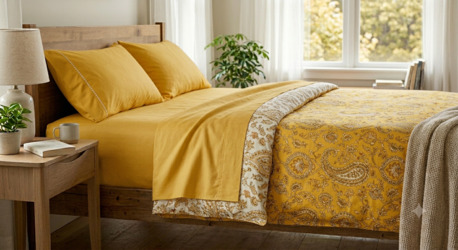Mumbai, Household Items, INR 1499,  Yellow Cotton Bed Sheets &ndash; Bright, Soft & Washable | Theindiglobal