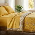 INR 1499,  Yellow Cotton Bed Sheets &ndash; Bright, Soft & Washable | Theindiglobal
