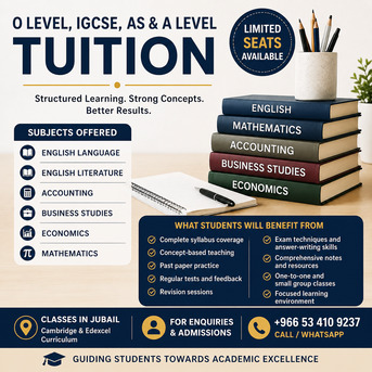 Jubail, Lessons Offered, O Level, IGCSE, AS & A Level Tutor &ndash; English, Mathematics, Accounting, Business & Economic