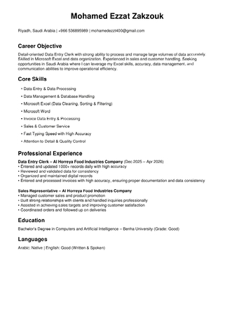 Riyadh, Job Seekers, Looking For Data Entry Job Or Supervisor Sales