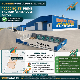 Mumbai, Residential Plots, 10,000 Sq. Ft. Prime Warehouse/Factory Space For Rent In Patna