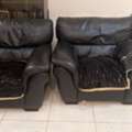 Black Leather Sofa Set And Kitchen Set And Automatic Washing Machine